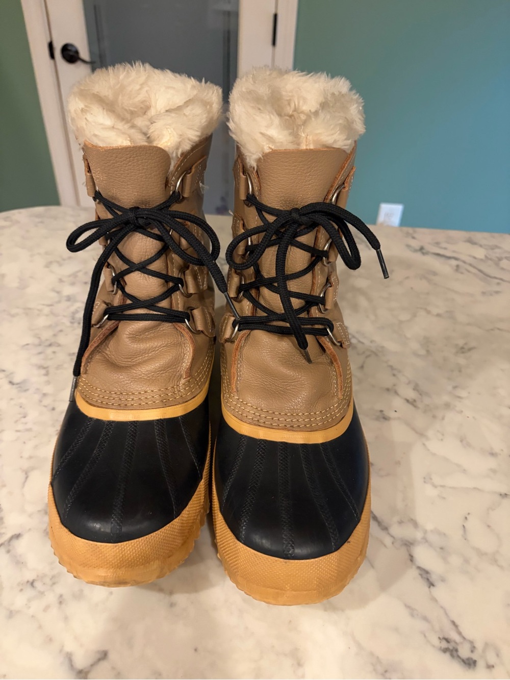 Sorel Women’s Waterproof Winter Boots in Tan, Black & Cream